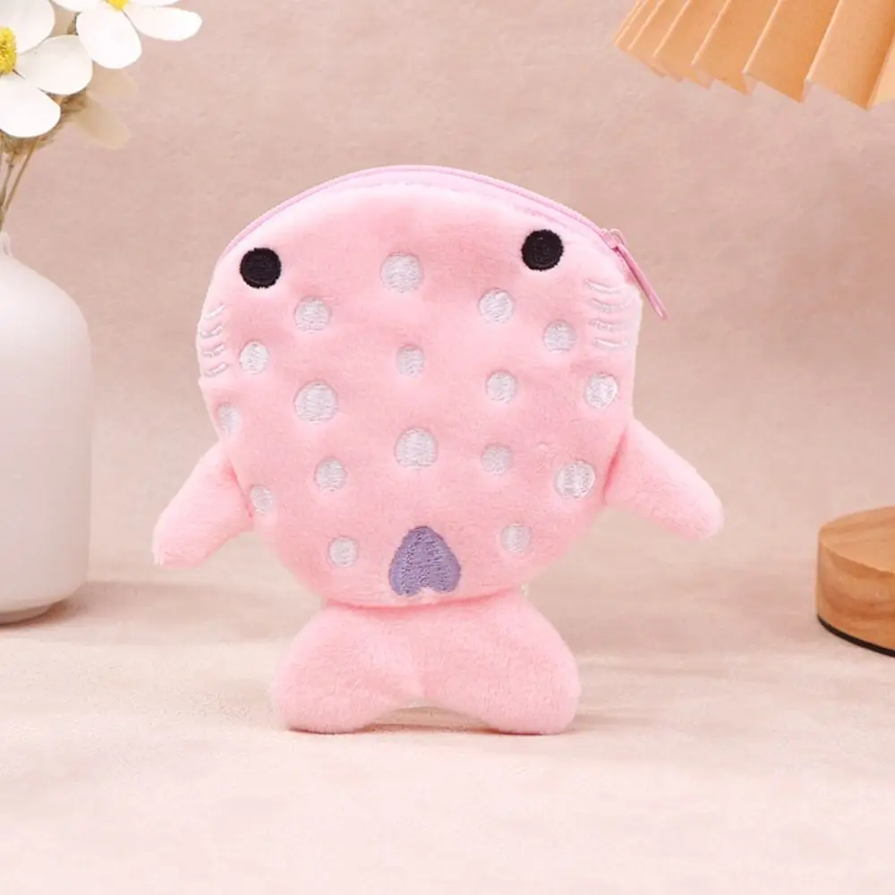 Cartoon Shark Whale Shark Coin Purse Animal Zipper Shark Plush Wallet Fashion Portable Plush Coin Bag Earphone Kid Gifts