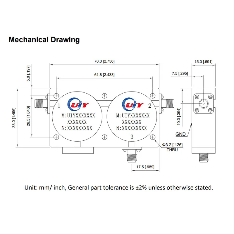200 إلى 1875 ميجا هرتز 300 واط عالية الطاقة RF المزدوج تقاطع المروج المحوري