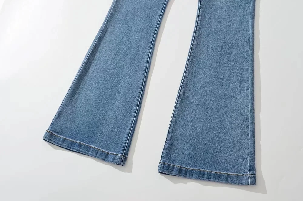 ارتفاع الخصر خمر Waed الدنيم السراويل النسائية ضيق التخسيس طماق طويلة الطابق طول مايكرو متوهج السراويل مثير فتاة #4