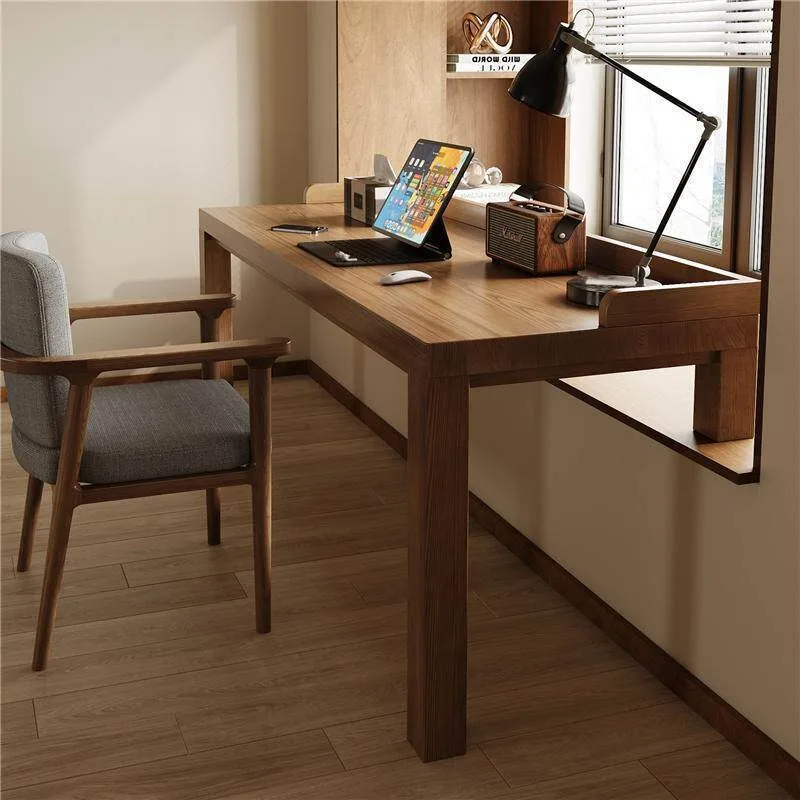Solid wood bay window desk, solid wood window sill to computer desk, bedroom home strip writing table