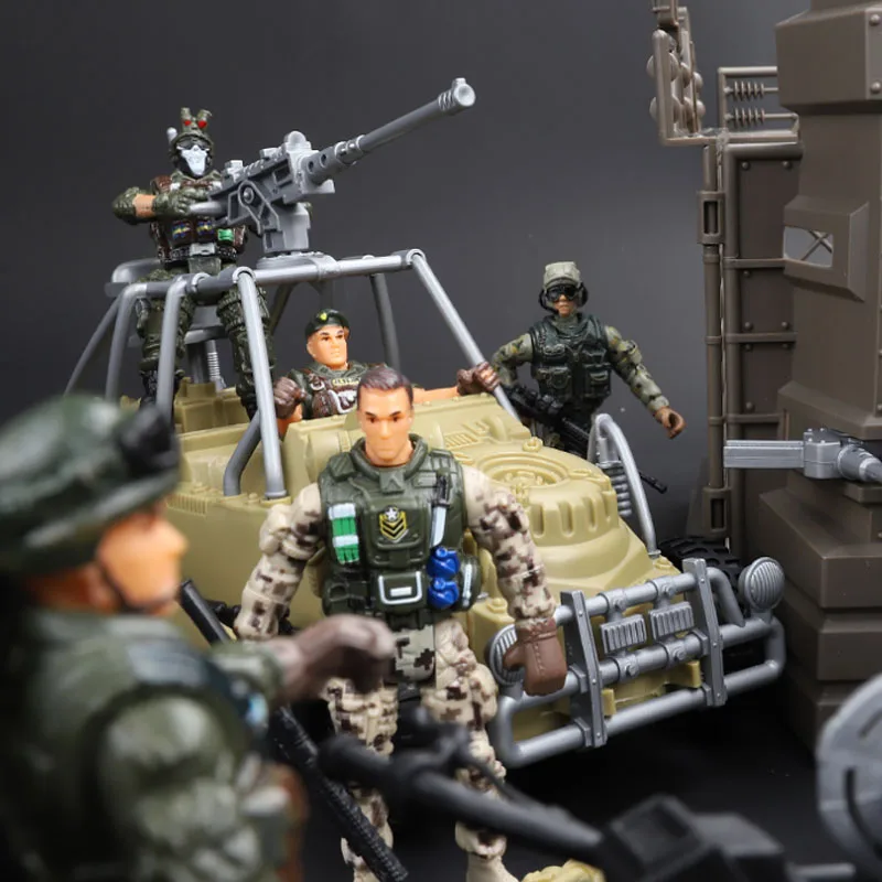 Chariot Military Soldier Gift Box 3.75 inch Doll Humvee Fighter Tank Armoured Car Simulation Toys Classic