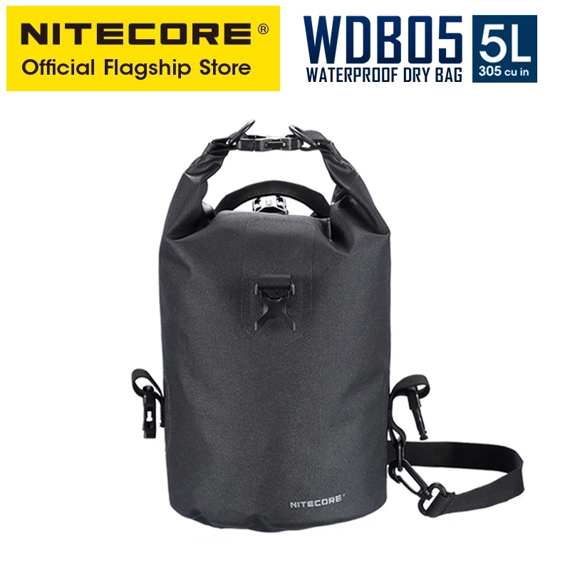 NITECORE WDB05 5L Waterproof Dry Bag Outdoor Swimming Rafting Floating Boating Beach Storage Pack Survive 500D TPU Composite