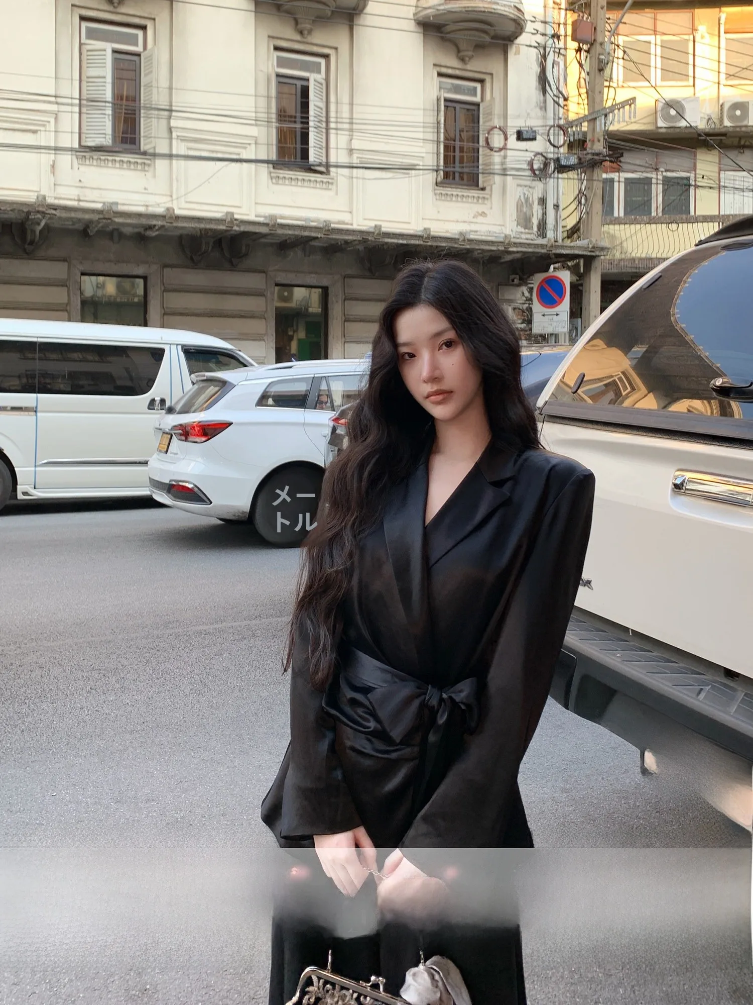

Moss Studio Spring Acetate Suit Jacket Women's Style Loose Fit with Belt Long Sleeve Regular Length Single Button Closure