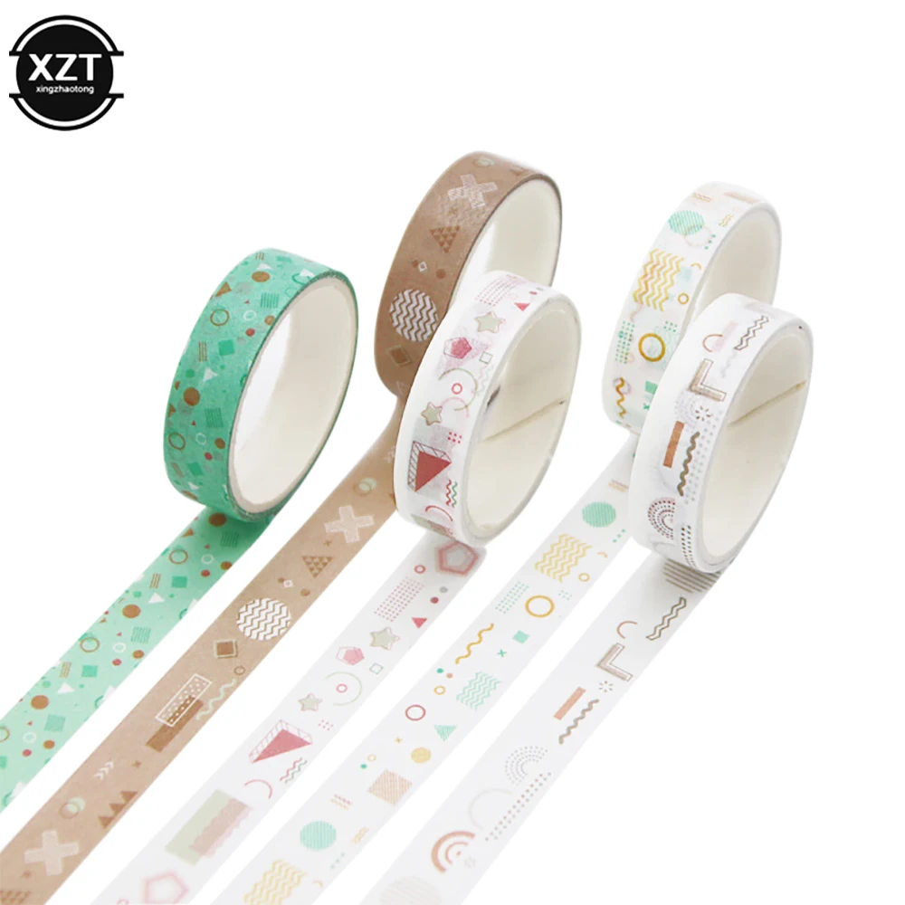 5Rolls/Box Salt System Creative Masking Tape Set Basic Pattern Washi Tape Scrapbooking Diary Journal