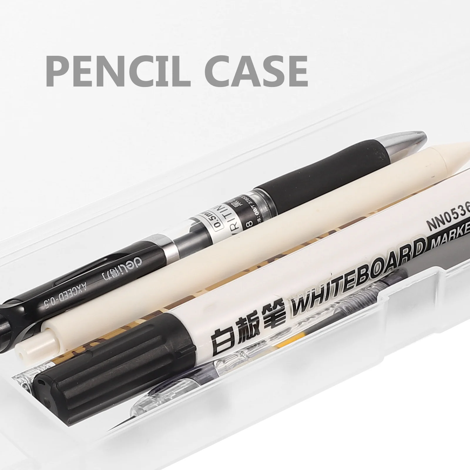 

4Pcs Durable Semi Transparent Pencil Box Plastic Pencil Case Large Capacity Portable Organizer for School Portable Pen Holder