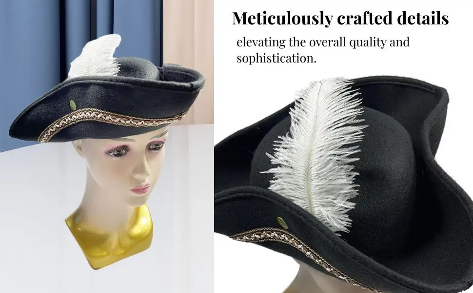 Pirate Hat Vintage Multipurpose Costume Accessories Dress Up Tricorn