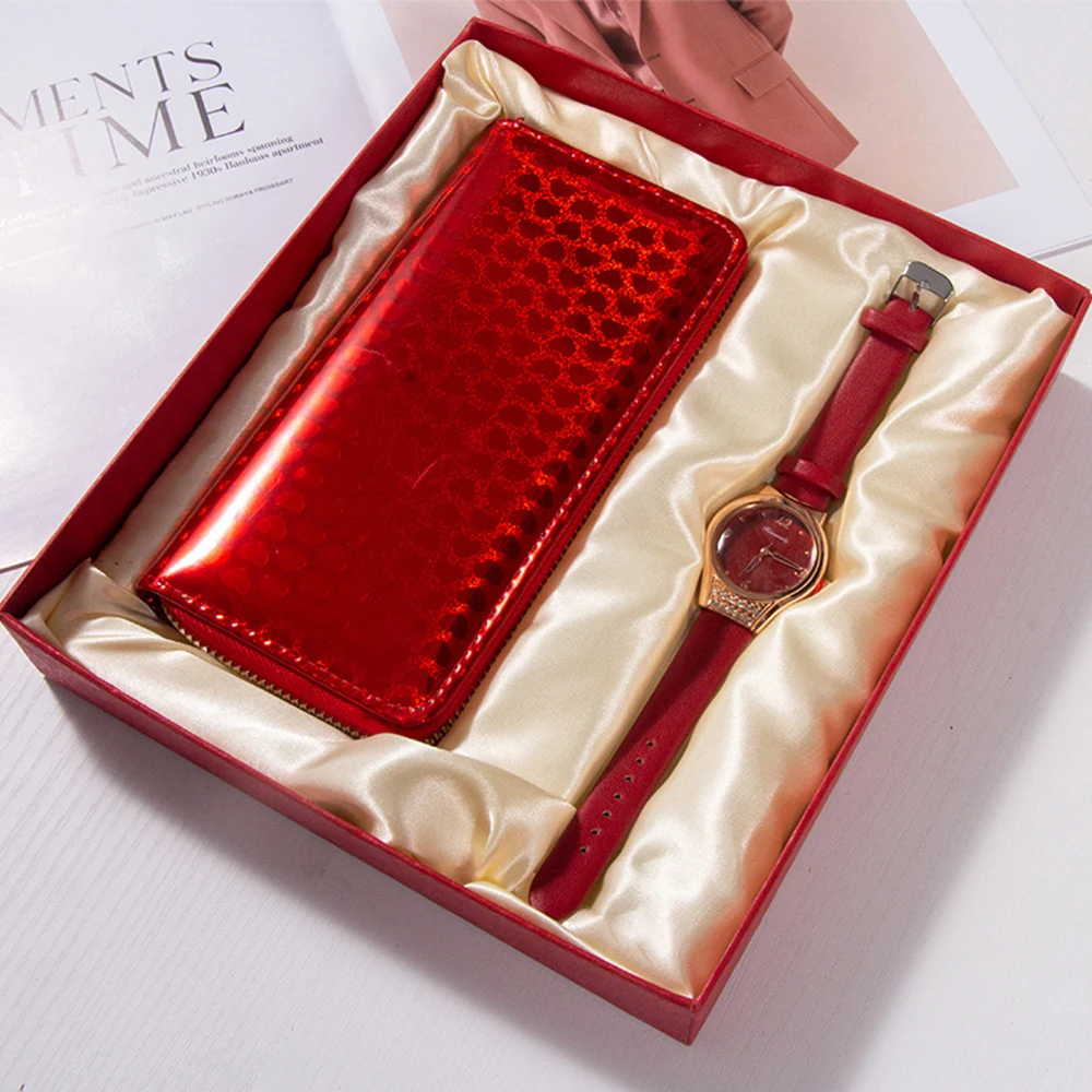 Fashion Women's Fashion Quartz Watch Wallet 2pcs set Gift Box Mother's Day Christmas New Year Gifts Ladies watches Gift Sets