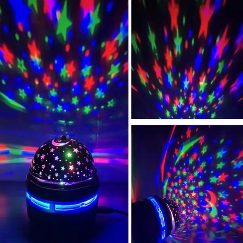 LED Starry Night Light Remote Control Rotating Galaxy Aurora Projection Lamp USB Plug-in Magic Ball Stage KTV Atmosphere Decor