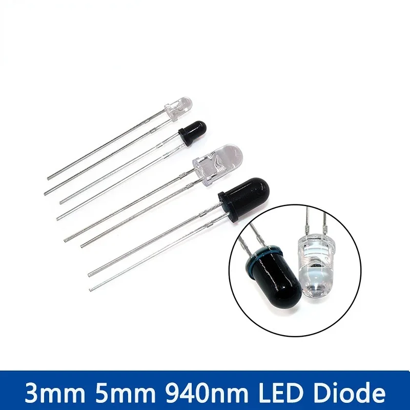 20pcs/Set - 3mm & 5mm 940nm Infrared LEDs and IR Receivers Kit - for Remote Control Applications