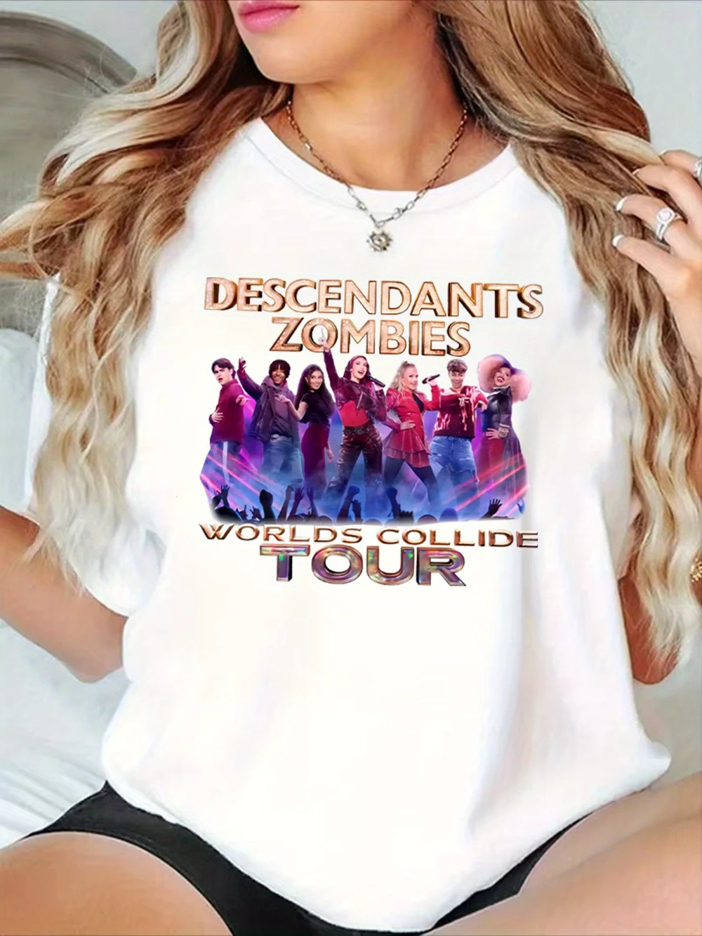 Camiseta unisex estampada con personajes de "Descendientes" y "Zombies" 100% algodón adecuada para todas las estaciones camiseta mujer