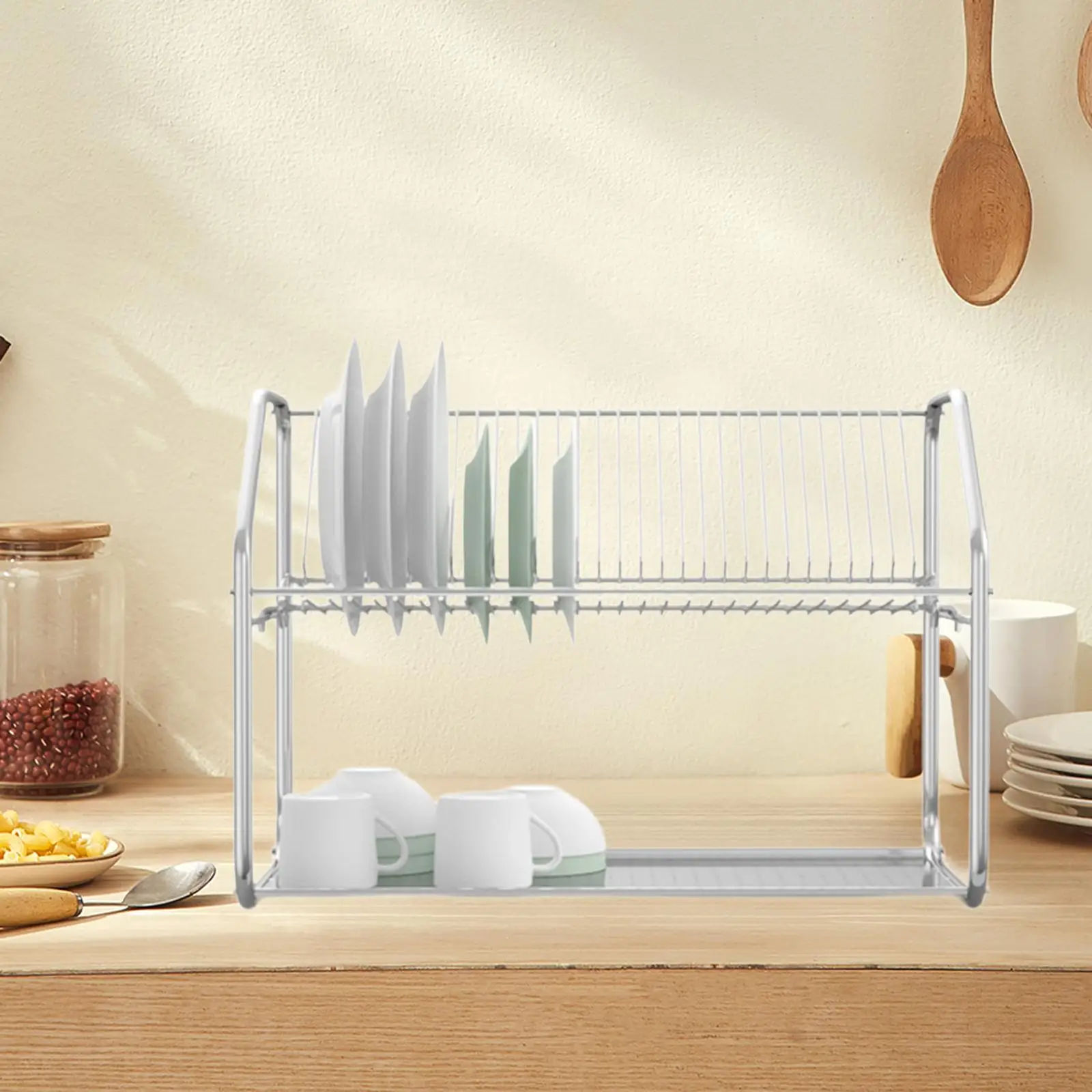 

2 Layer Dish Drying Rack Countertop Utensil Holder Dish Drainer Dish Rack for