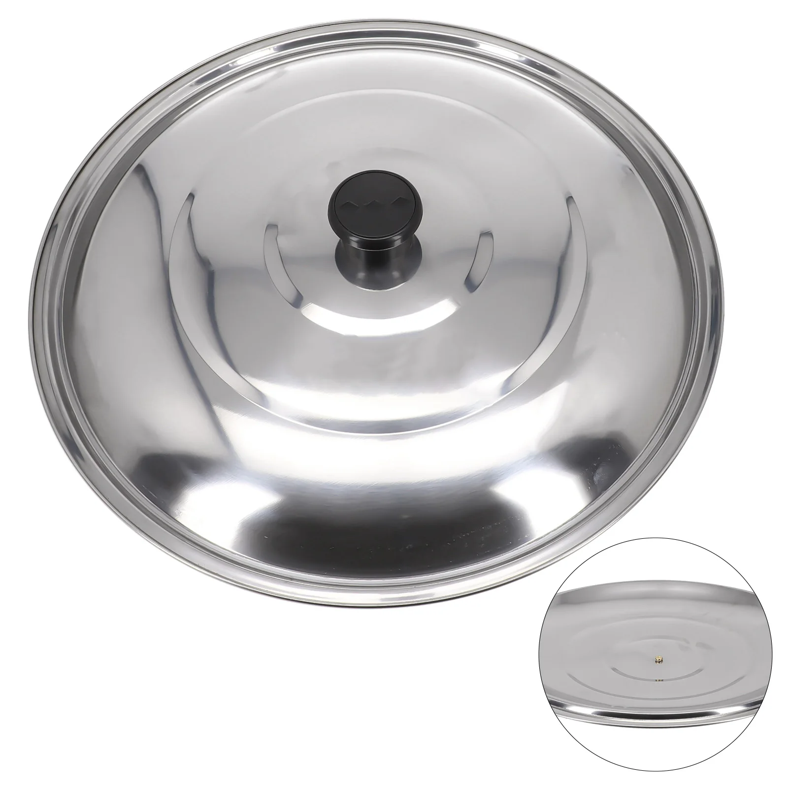Stainless Steel Cookware Lid Compatible with 30cm Flat Bottom Pans Including Woks Saucepans Frying Pans Casseroles