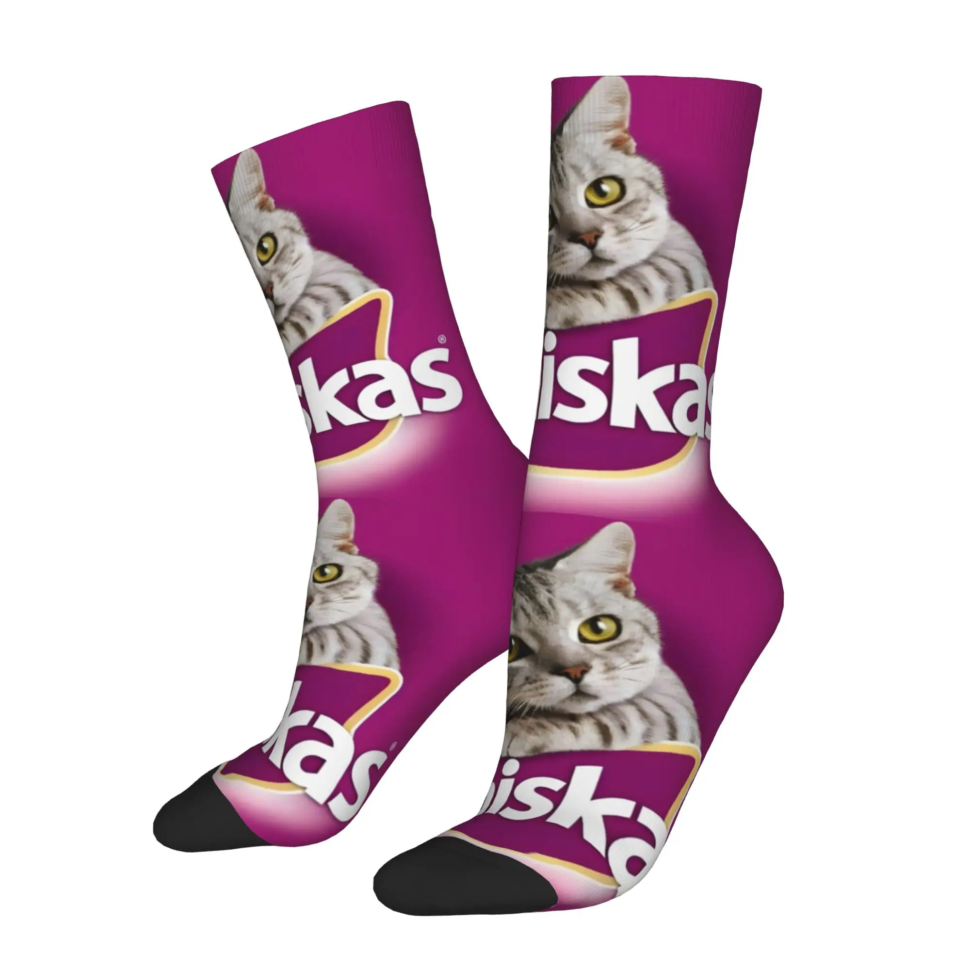 1 par de calcetines divertidos y locos para hombre, calcetín informal con estampado de gato Tabby, Hip Hop, Harajuku, W-Whiskas