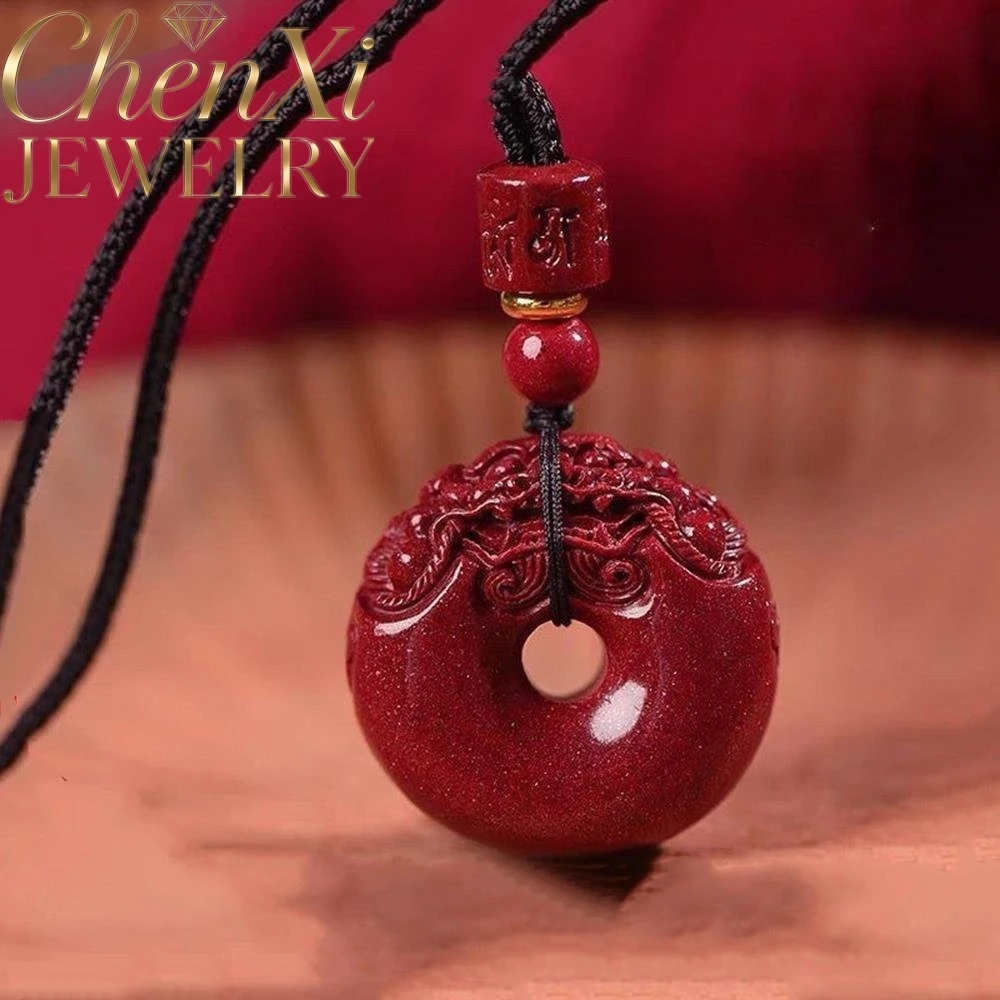 

High-End Cinnabar Pixiu Peace Button Pendant Luxury Quality Fashion Fine Jewelry Amulets And Mascots Elegant Exquisite Popular