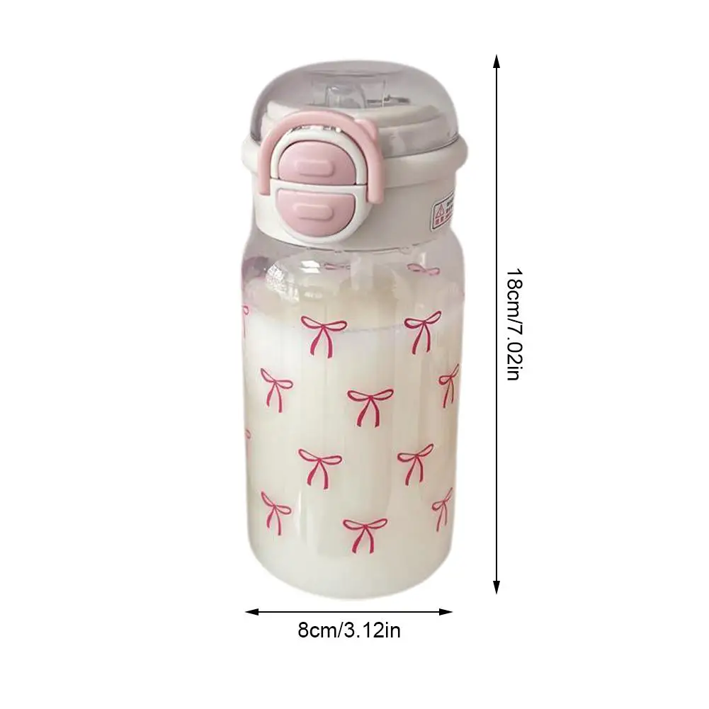 Portable Large Capacity Women Water Cup Pink Bow Print Tumbler Water Bottle with Straw Lid Girly Attractive Drinking Cup view 6