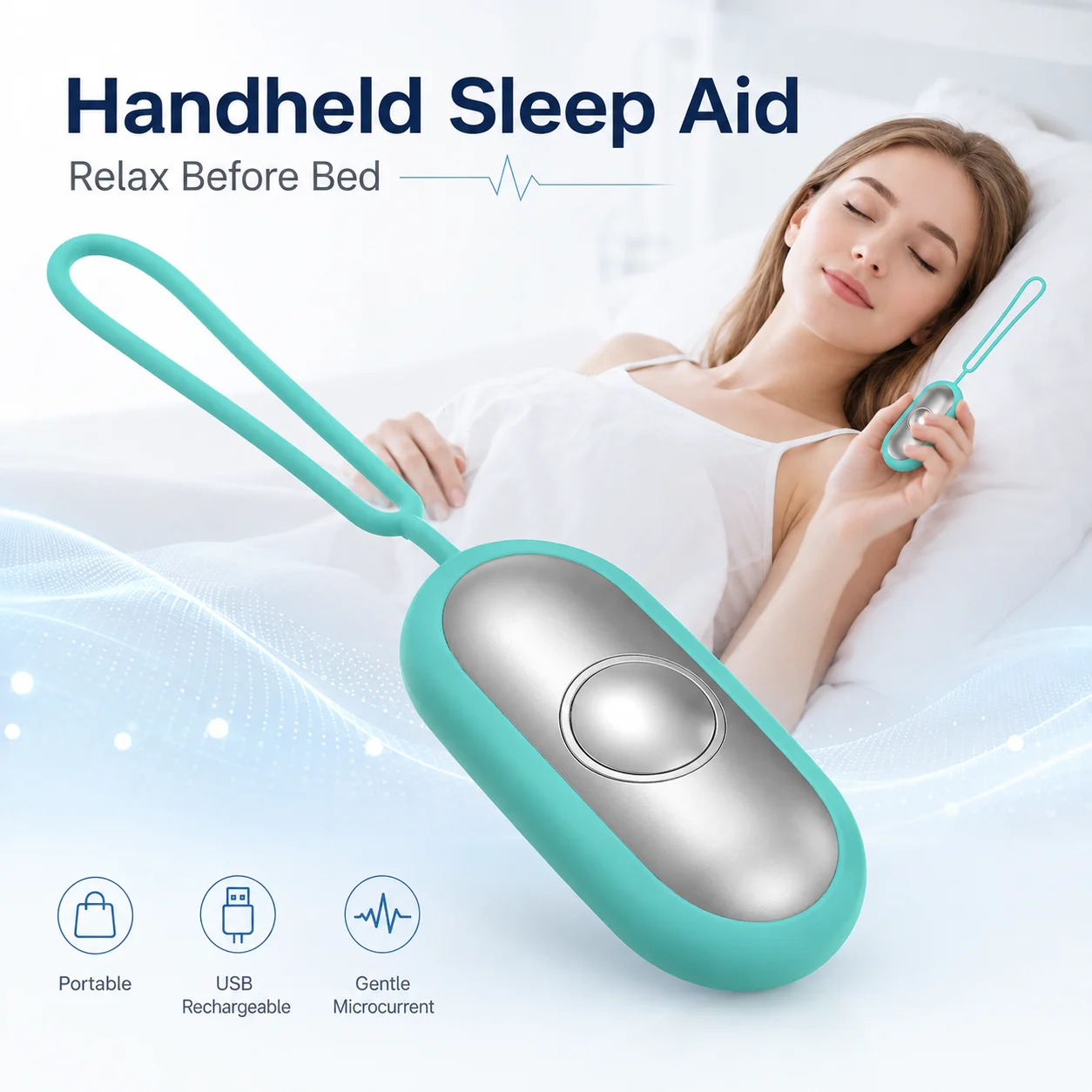 Handheld Sleep Aid Device Microcurrent Relaxation Instrument USB Rechargeable Portable Sleep Support for Adults Travel Home