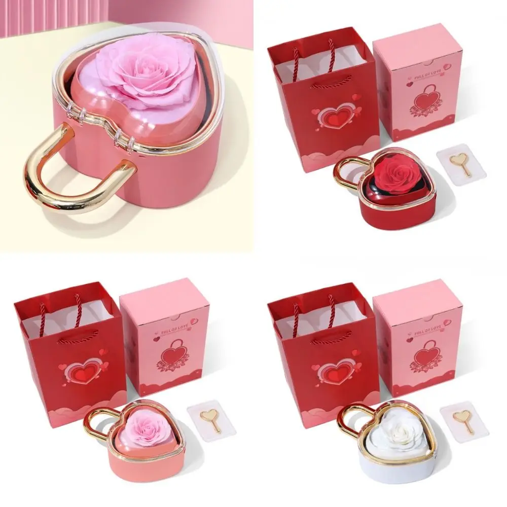 Rotation Heart-shaped Padlock Jewelry Box Luxury Soap Rose Flower Finger Ring Box Ring Display Dustproof - view 5