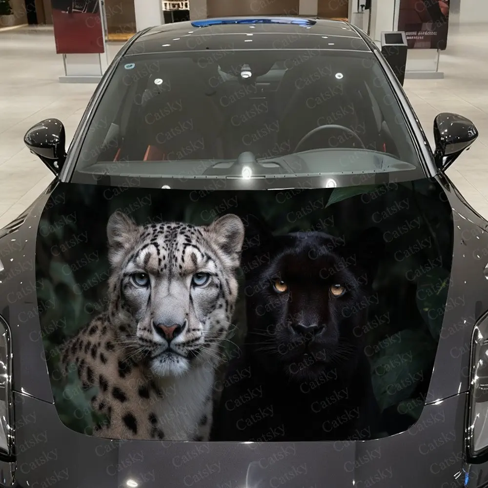 

Виниловая пленка для автомобиля «Снежный барс и Черная пантера», водонепроницаемая наклейка на капот автомобиля из ПВХ, самоклеящиеся устойчивые к царапинам наклейки
