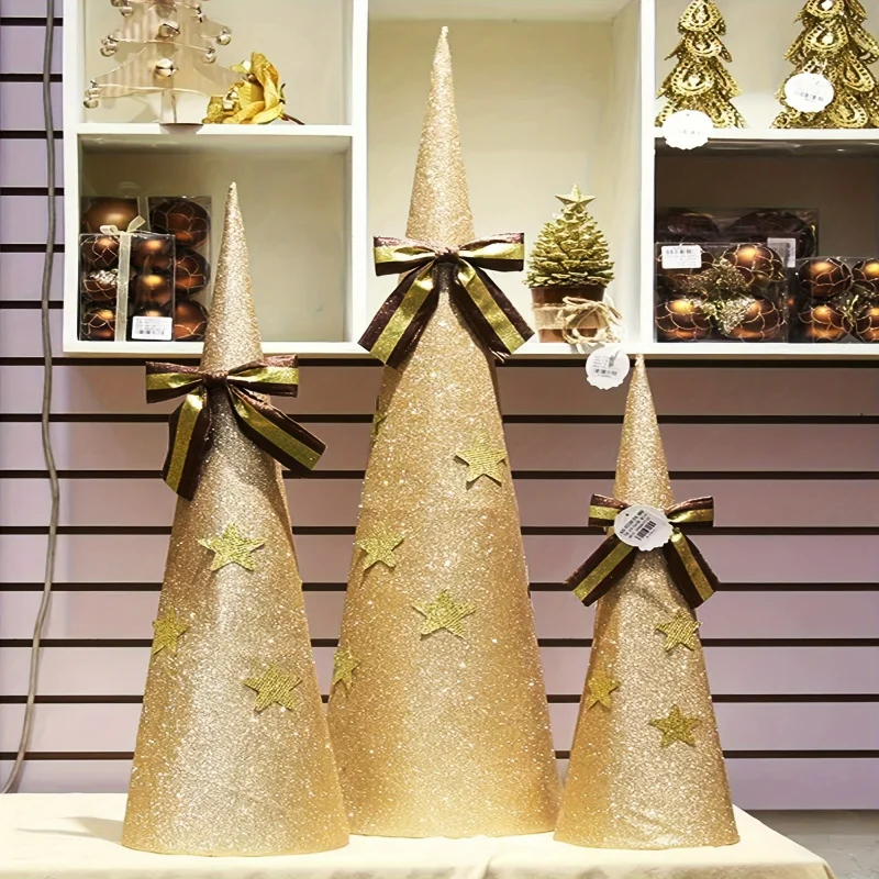 Kraft Paper Cones DIY Handmade Christmas Tree Base, Hollow Paper Cone Forms Craft Molds for Home Xmas Party Table Decor