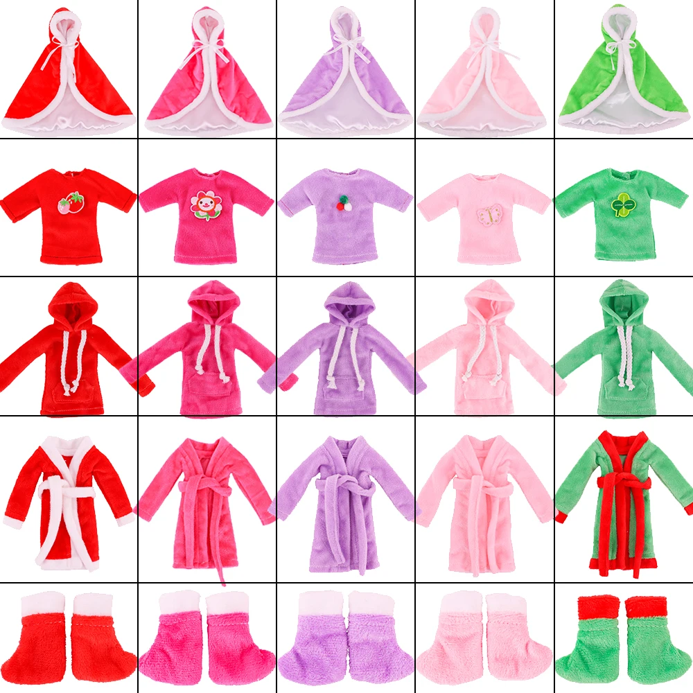 Barbies Doll Clothes Color Plush Pajamas Bathrobe Cotton Sweater Hoodie For 30cm Barbies&BJD&Blythe Doll Girl Toys Accessories