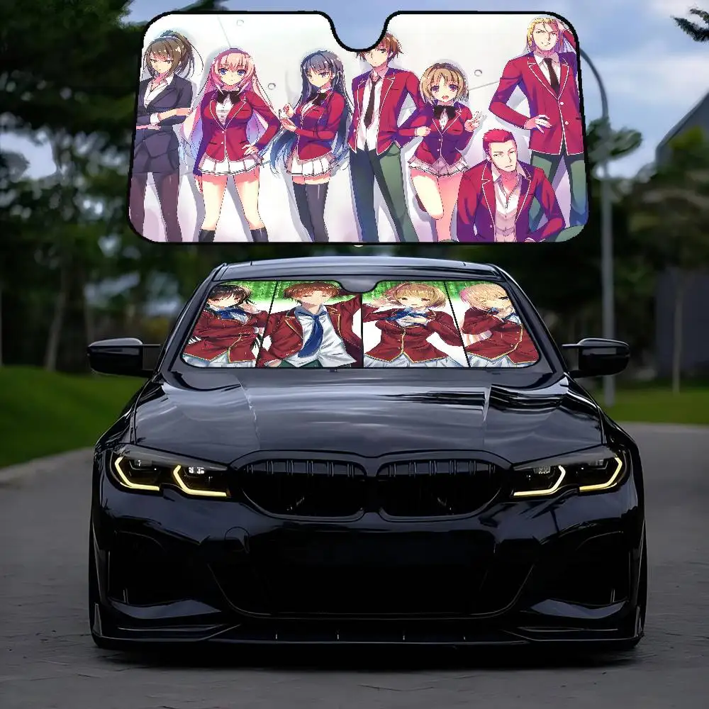 

Anime Classroom-of-The-Elite Photo Car Windshield Sun Shade Car Sun Visor Protector Aluminum Foil 51.2 X 27.5 In