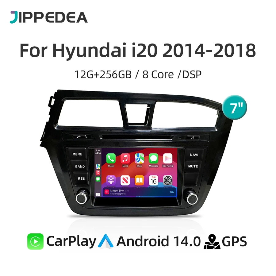 CarPlay أندرويد 14.0 لشركة هيونداي i20 2 II GB 2014-2018 مشغل فيديو الوسائط المتعددة الملاحة 4G واي فاي بلوتوث DSP ستيريو راديو السيارة
