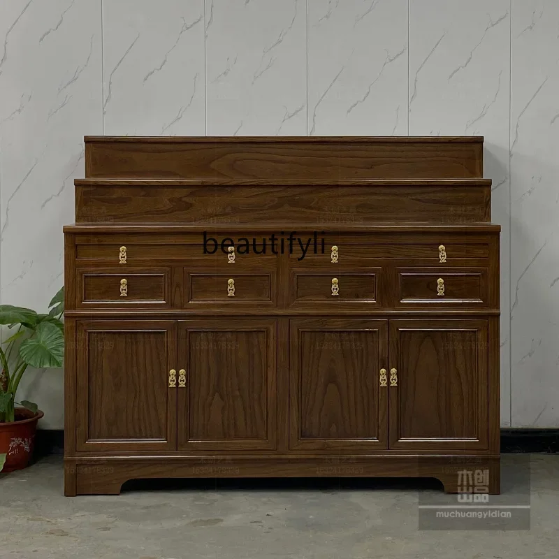 

Tibetan three-story table, Buddha niche, house solid wood Buddha statue for Buddha platform, Buddhist hall, incense table