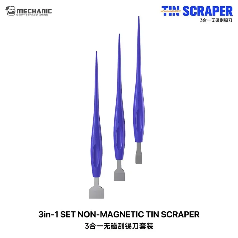 MECHANIC TS3 Tin Scraper Set 8/13/18mm, Anti-Magnetic Solder Paste Cleaning Tool for Precision Phone Rework and Stencils