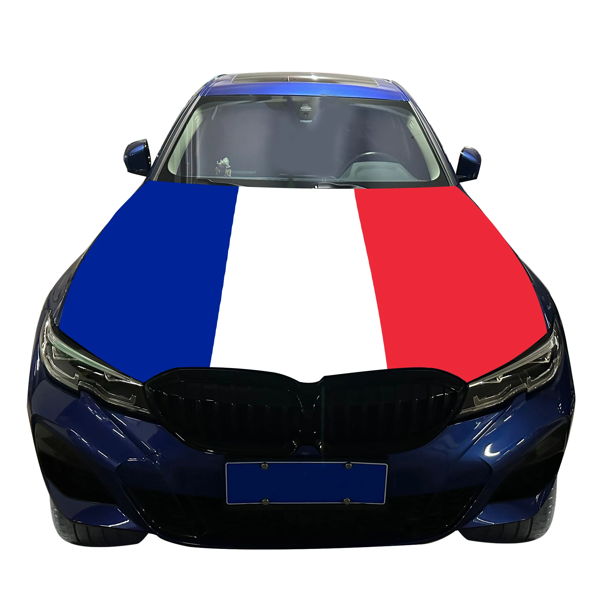 France Car Hood Cover Flag  Universal Size Elastic Polyester 120x150cm for Car Decor