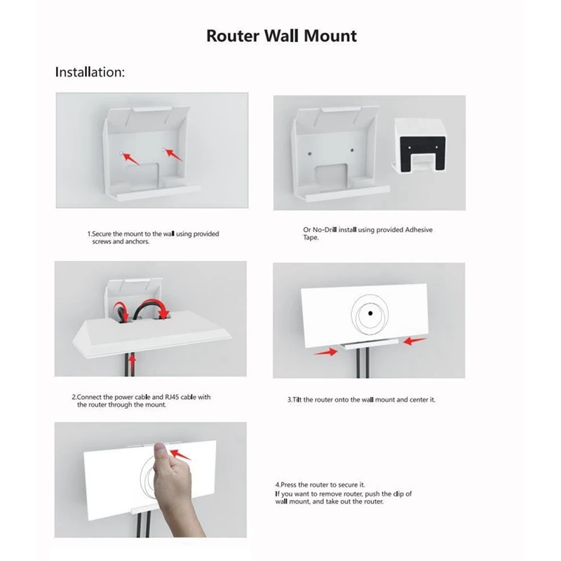 Mount Bracket For Starlink Gen3/V3 Router Power And Power Supply Adhesive-Backed Wall Mount Holder Kit For Easy Storage