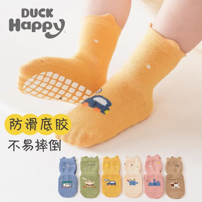 0-3Y Baby Cartoon Floor Socks Infant Toddler Socks Spring and Summer Cotton Girls Boys Breathable Non-slip Children's Socks