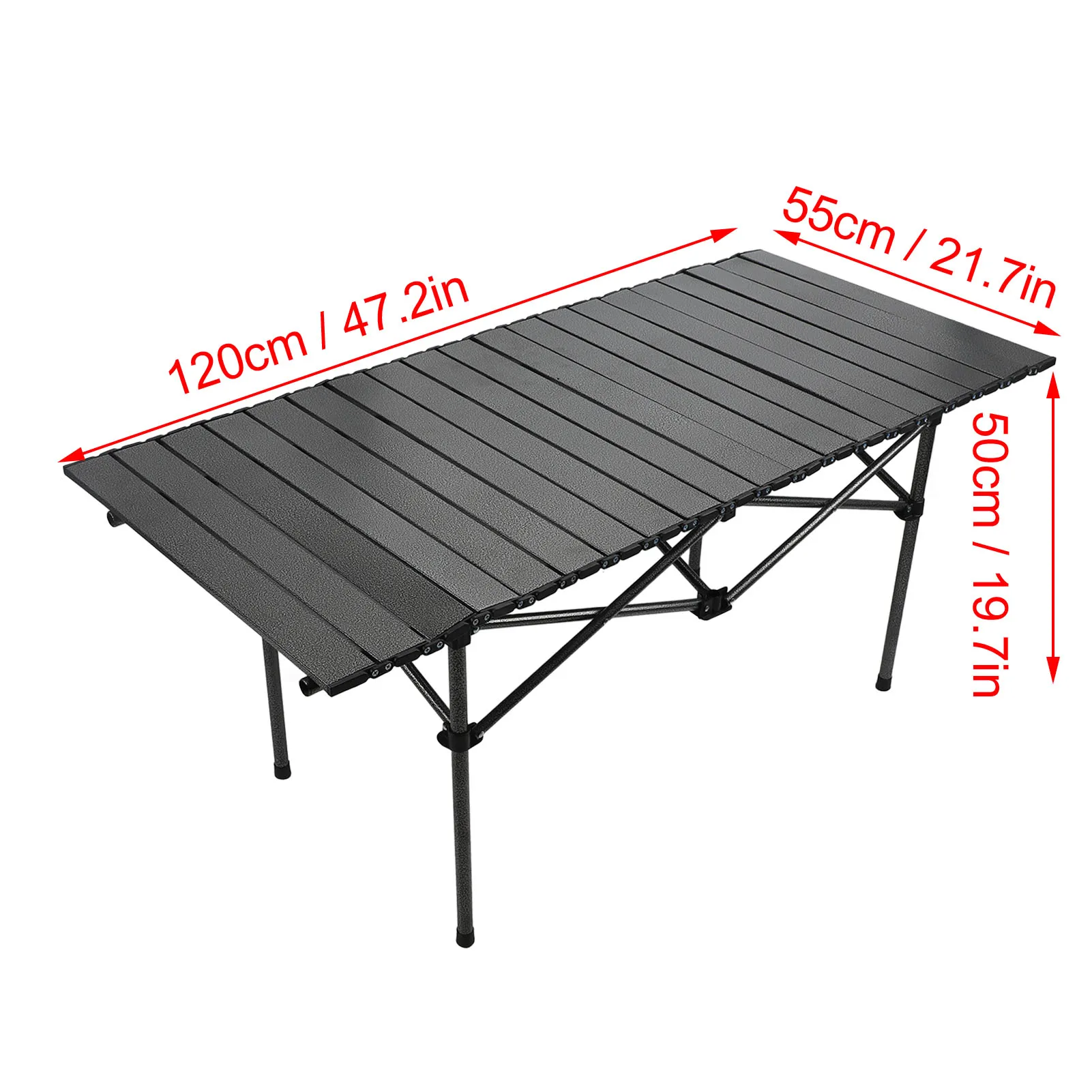 Folding Camping Table Carbon Steel Spacious Storage Basket 47.24in Portable Roll Up Outdoor Table with Carrying Bag for Indoor image 5