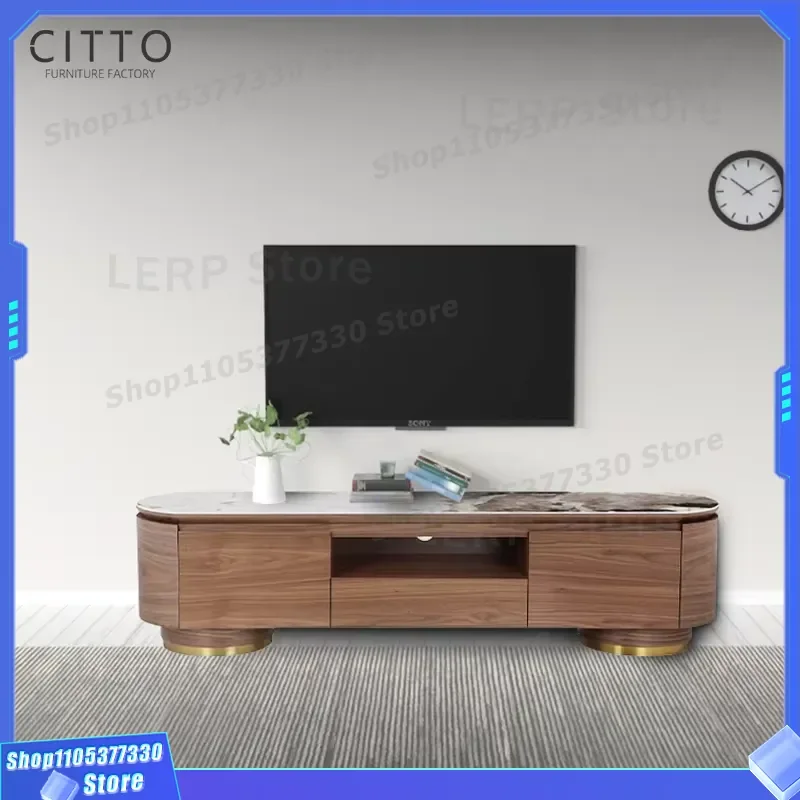 Modern Nordic Floor TV Cabinet Sliding Door Media Console Luxury Living Room Furniture Movable Storage Unit Custom Design