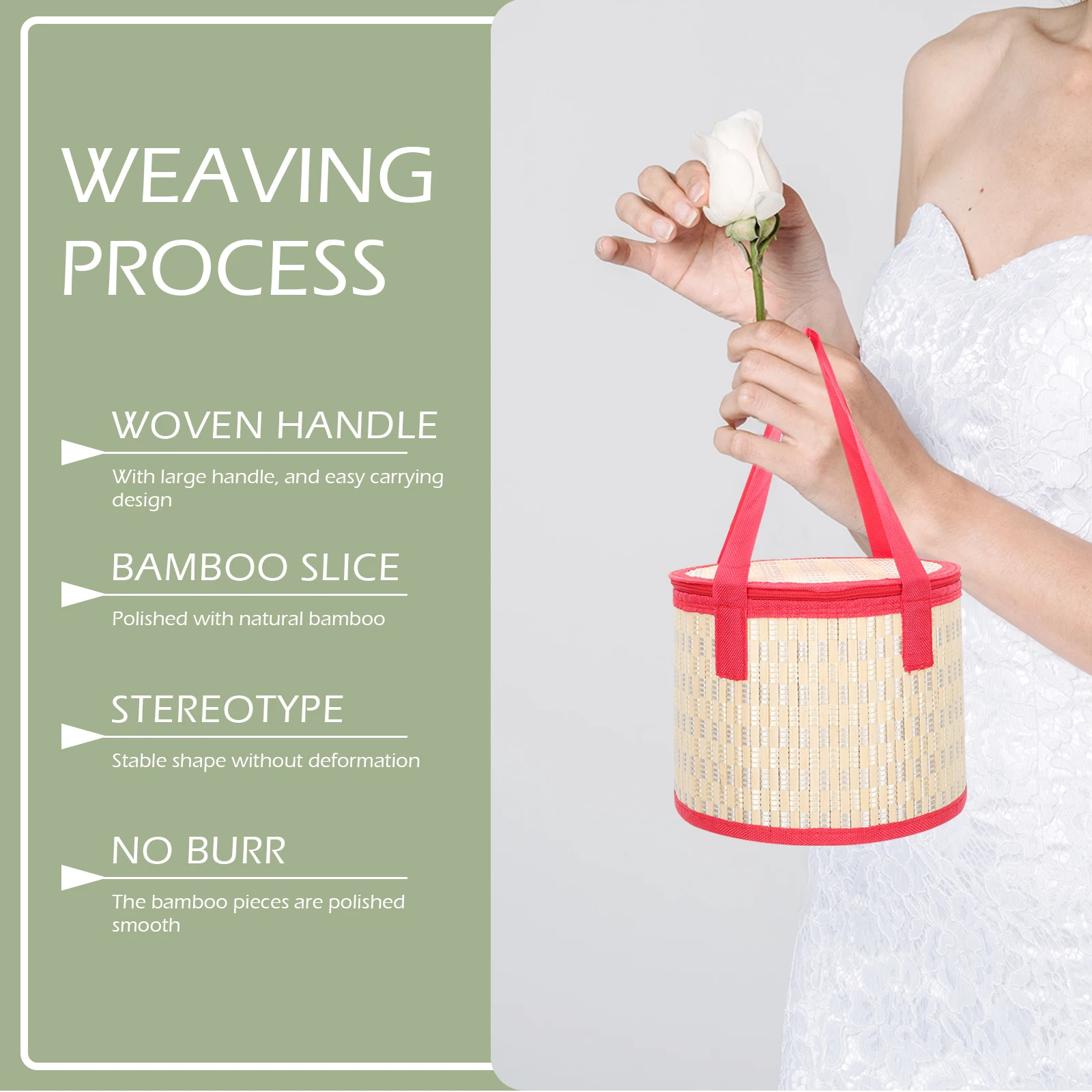 

Bamboo Storage Basket Premium Handwoven Gift Packaging Box for Moon Cake Zongzi Egg Crab Fruit Portable Organizer with Handle