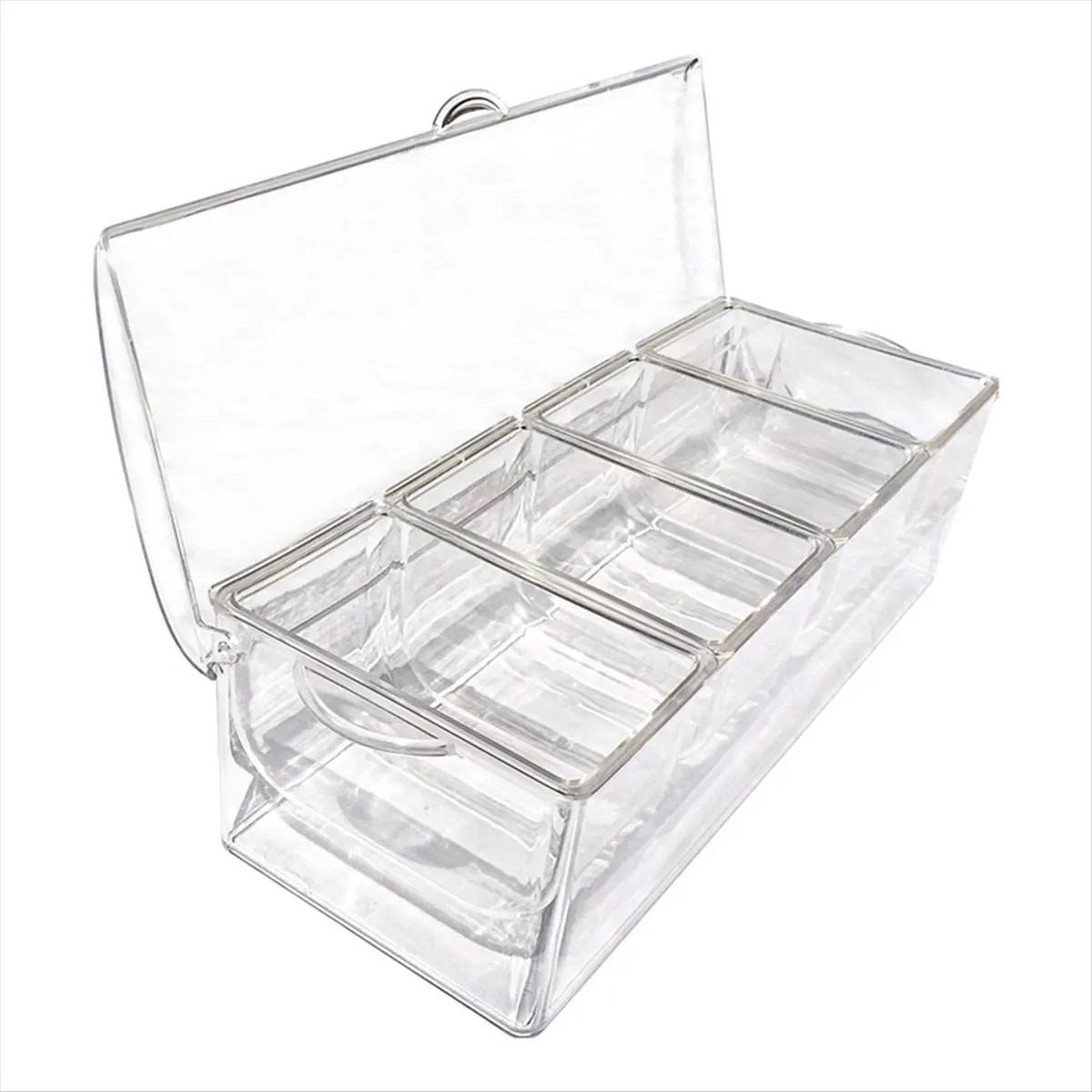 【TODAY-BUY】Ice Chilled Condiment with 4 Containers, Condiment Server with Separate Lids, Serving Tray Platter