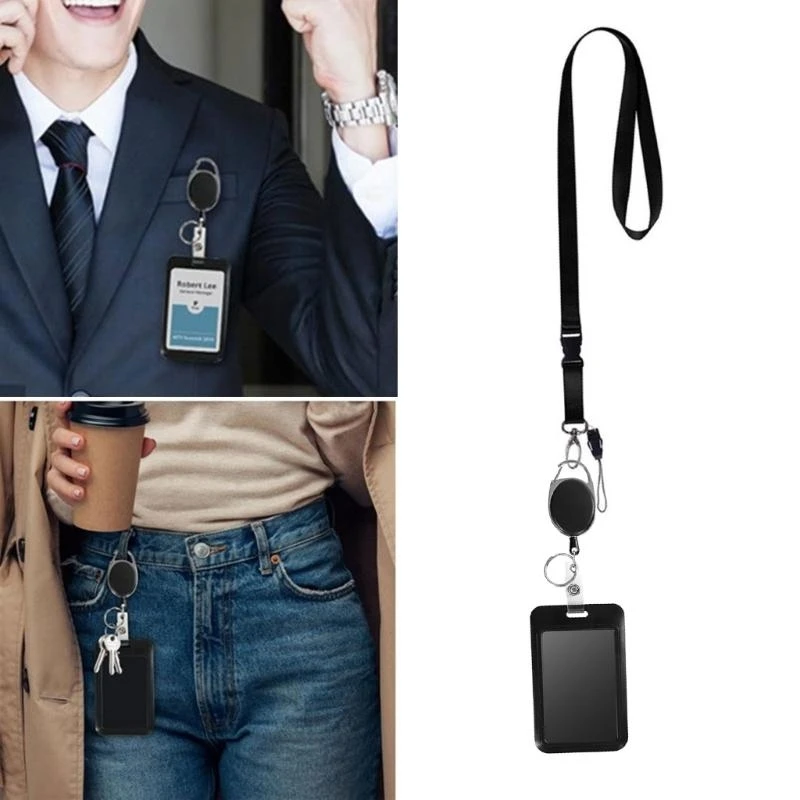 オフィススタッフのための格納式リール付きの格納式ストラップカードバッジホルダー