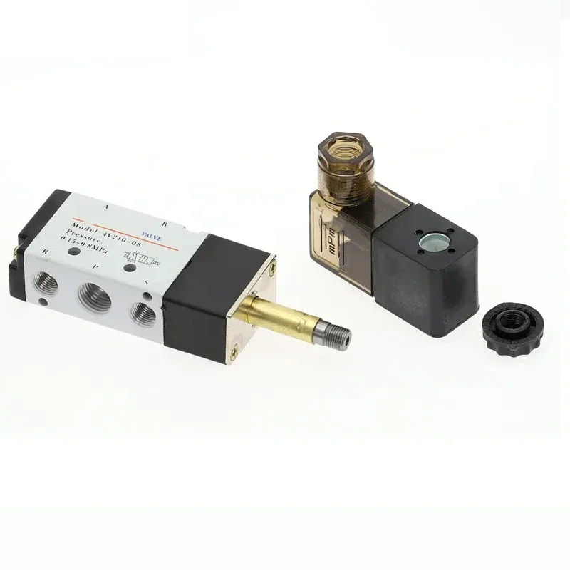 HLH 4V210-08 Pneumatic Cylinder Valve Electric Solenoid Valves 5 Way 2 Position Control Air Gas Magnetic 12V 24V 220V Coil Volt