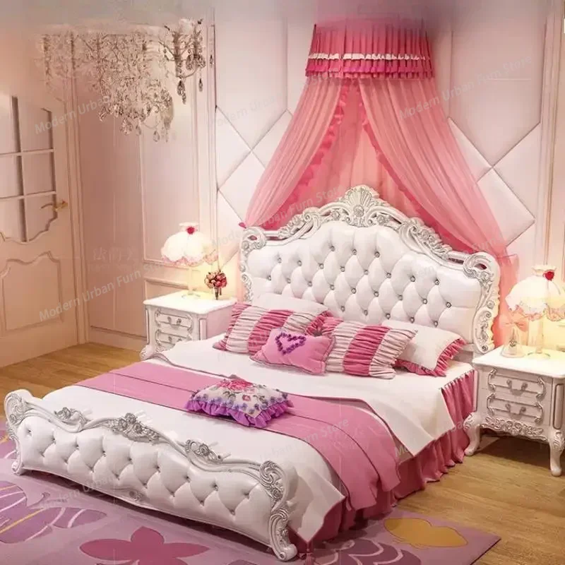 Creative Princess Master Bedroom Set Double Villa High Luxury Human Bedroom Wooden Postmodern Muebles Entrance Hall Furniture