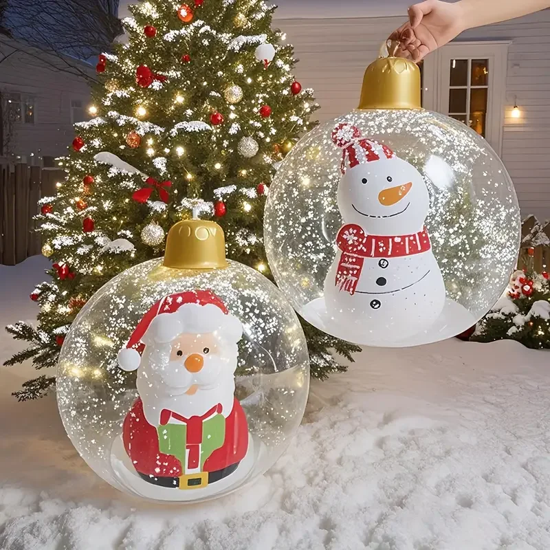 Aufblasbare Weihnachtskugeln aus PVC, riesige leuchtende Weihnachtsbaumschmuck, für den Außenbereich, Urlaub, Hof, Rasen, Weihnachtsdekoration