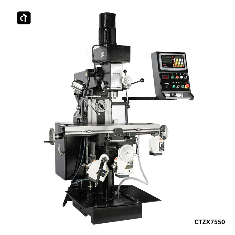 CTZX7550 Industrial High Precision Vertical Horizontal Milling Machine Gear Head Drill Mill Machine with DRO, Automatic Cutting