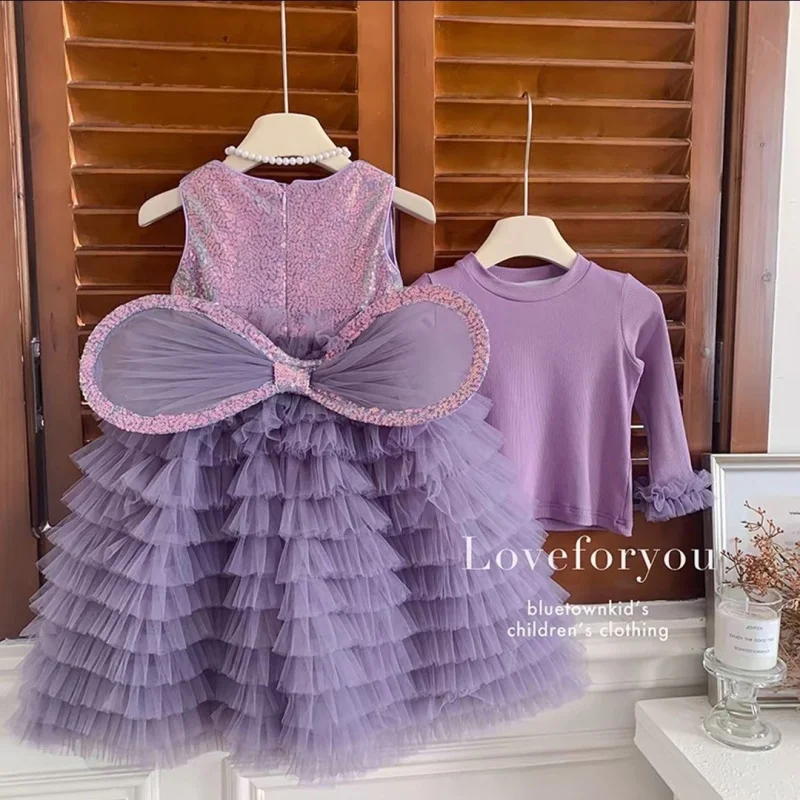 

Girls2025New Autumn Outfit Set Stylish Tulle Skirt Set Children's Fashion Princess Dress Set==Vest Skirt