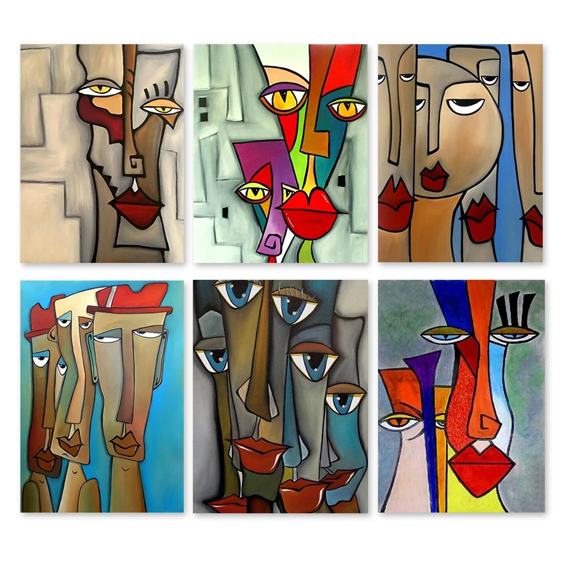 

Abstract Blending in Cubist Faces Art Canvas Painting Posters and Prints Wall Pictures for Living Room Home Decoration