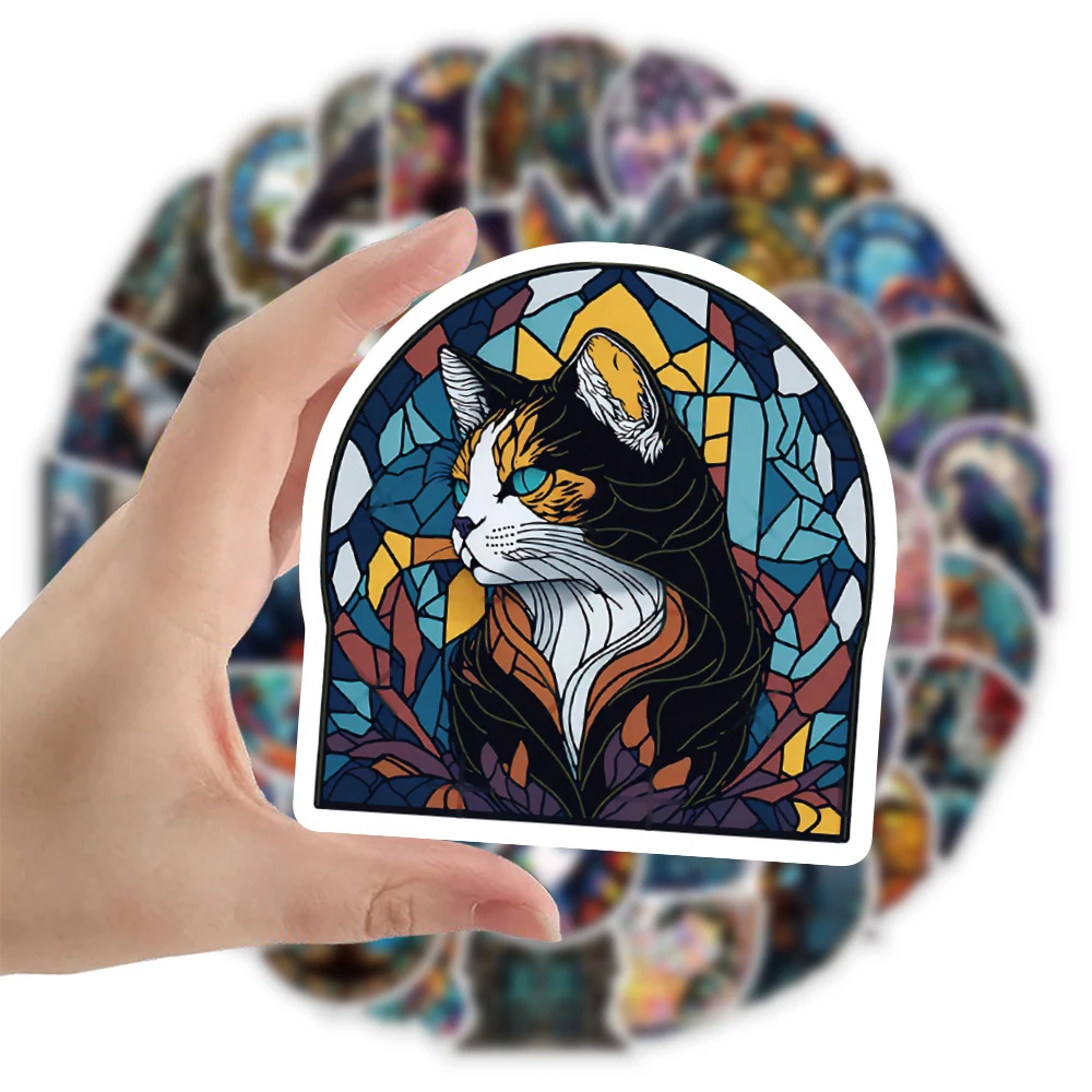 

10/30/50pcs Funny Stained Glass Animals Stickers Gothic Cartoon Aesthetic Sticker Skateboard Phone Laptop Graffiti Decals Toys