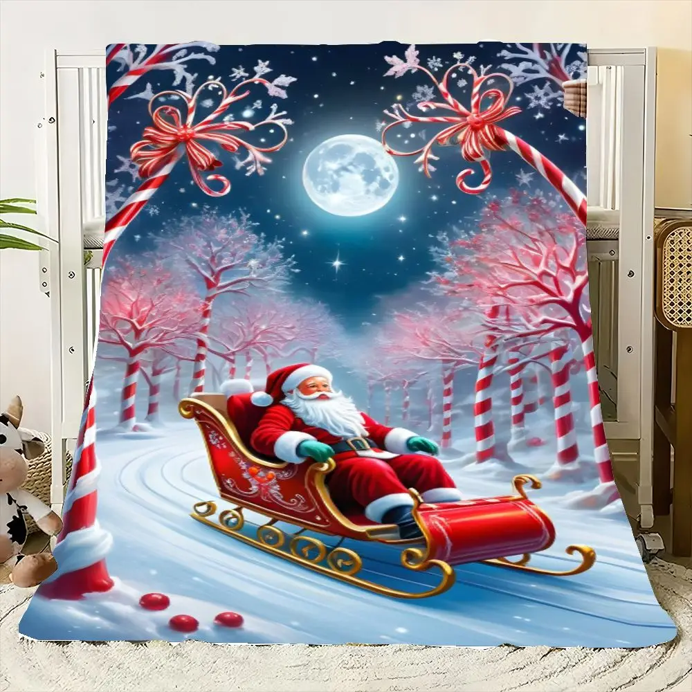 Encantadora decoración de trineo rojo de Papá Noel - Escena mágica de invierno con árboles de bastón de caramelo, paisaje esmerilado y luna llena - Pe