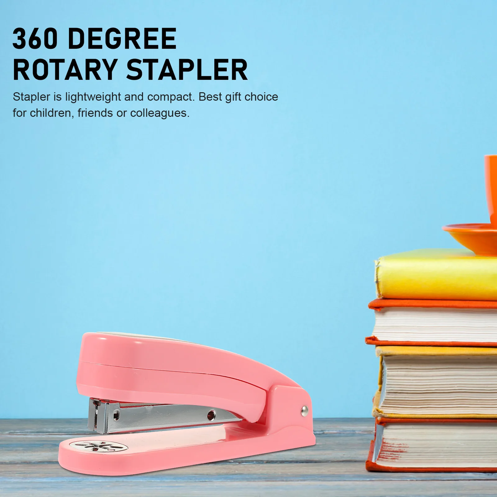 

360 Degree Rotary Stapler Lightweight Compact Design for Fast Stapling Multi-Use Office Stapler Tool Home School Desk Organizer
