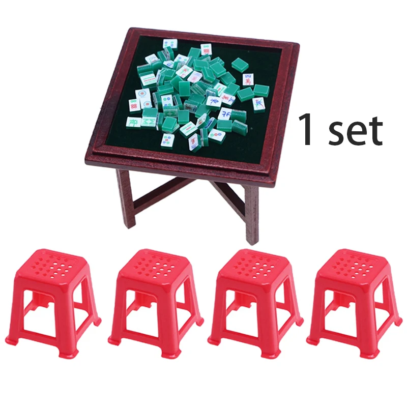 1:12 кукольный домик, миниатюрная имитация маджонга, модель стола и стула, мебель, домашняя модель, декор, игрушка, аксессуары для кукольного дома
