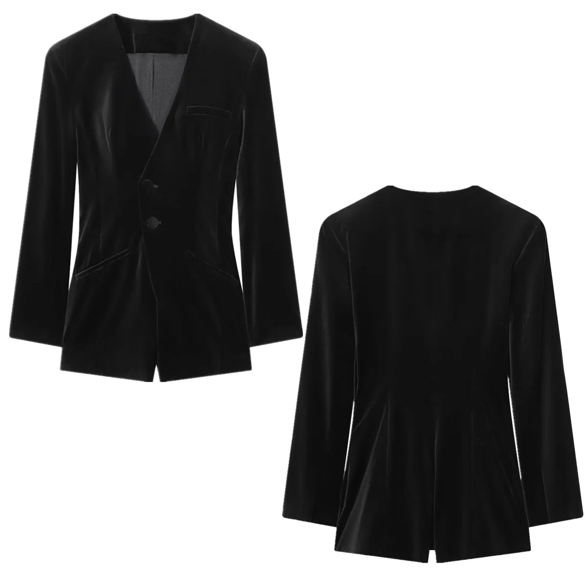 

Jenny&Dave Minimalist Suit Blazers French Retro Elegant Velvet Casual Jacket V-neck Slim Fit Tops Women's Jacket Woman Clothes