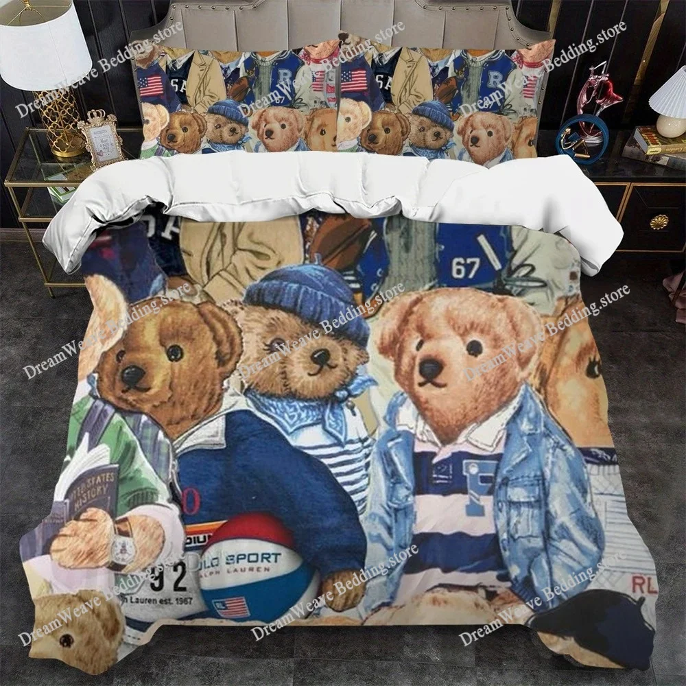Flannel warm B-Bears Duvet Cover Set Home Style Bedding Soft Laundry Cotton Bed Student Dormitory Gift
