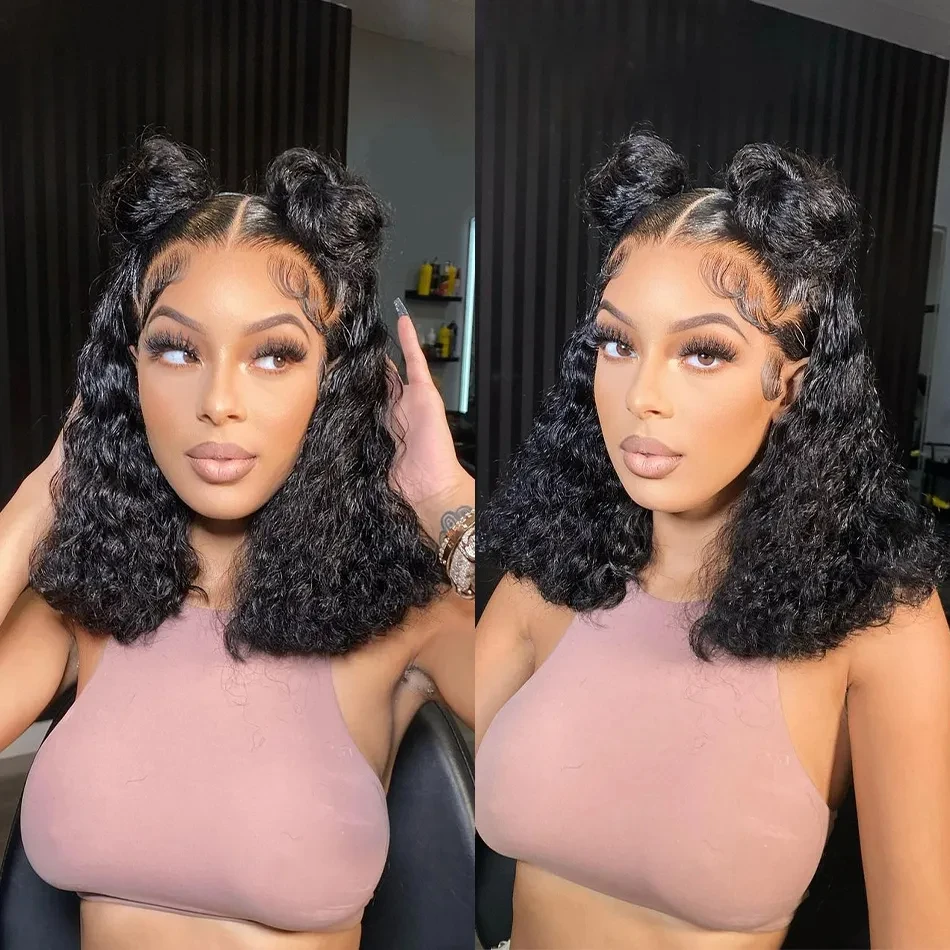 Bob Curly Wigs 13x4 Lace Frontal Human Hair Wig Hd Brazilian Water Wave Deep Wave Lace Front Human Hair Wigs 4x4 Closure Wigs