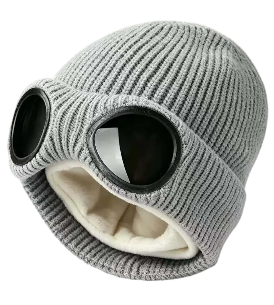 Glasses Winter Knitted Beanie Hat for Men Women Fleece Lined Ear Flap Slouch Hat Windproof Warm Outdoor Cold Resistant Cap